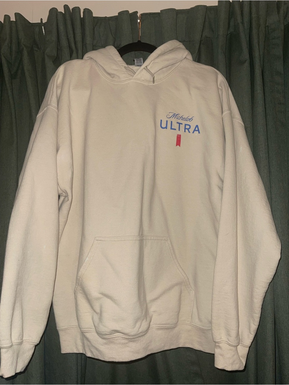 Gildan Cream Hoodie with Blue & Red Logo